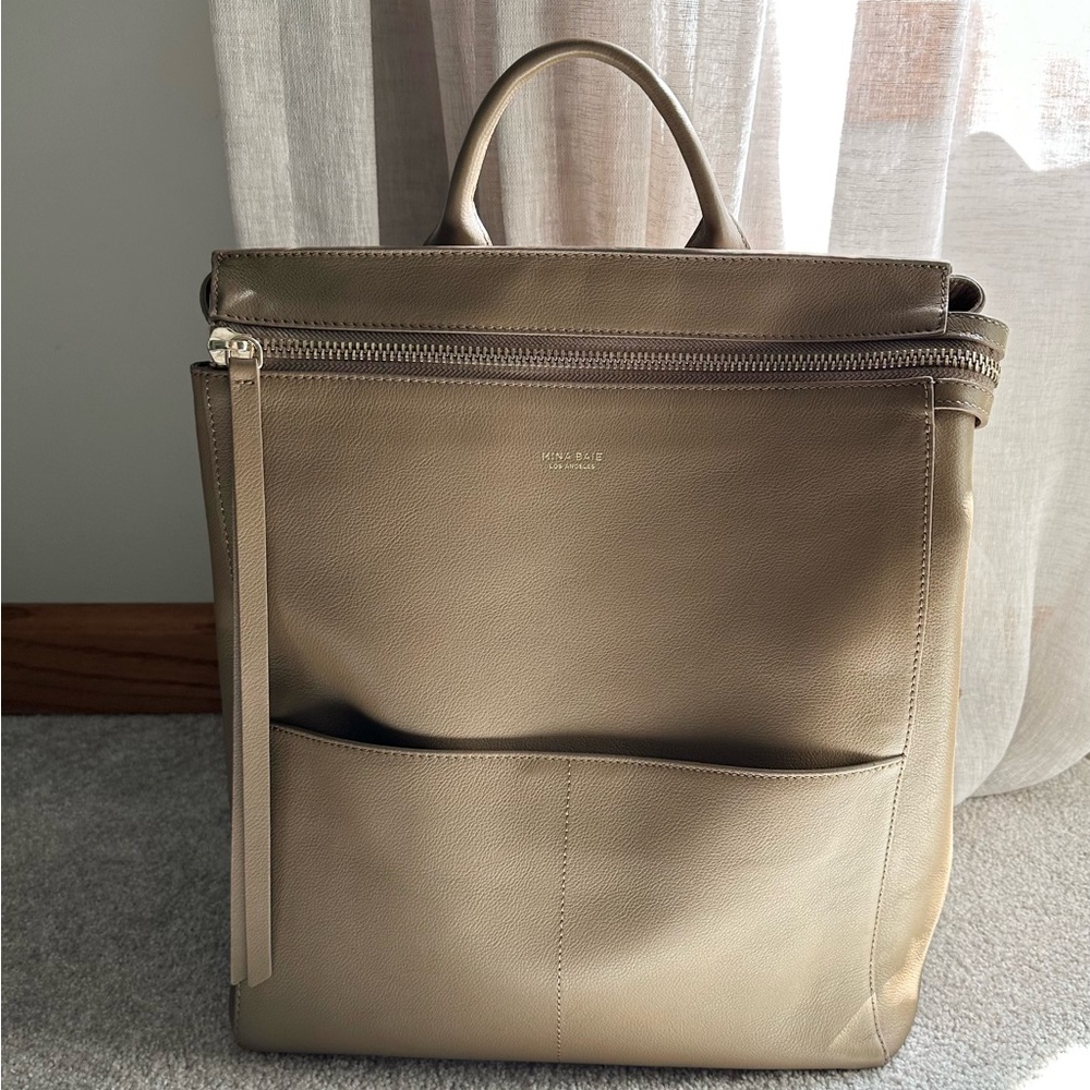 MINA BAE Harper Backpack (Leather, Full) in TEDDY